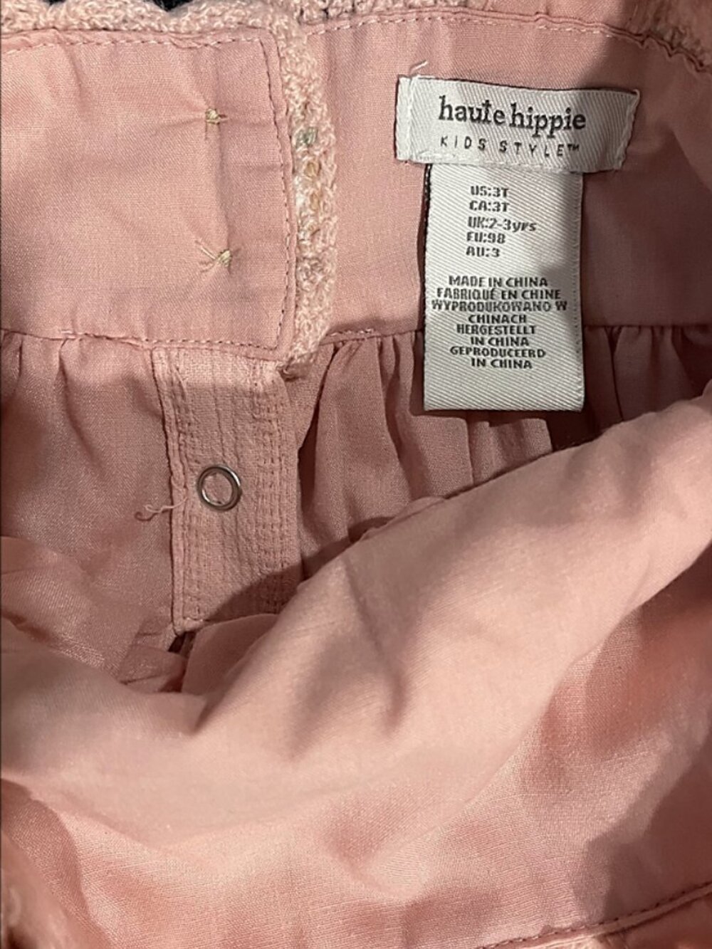 NWOT Haute Hippie 3T Pink Boho Dress | Crochet Bodice & Cotton Gauze - Picture 14 of 16
